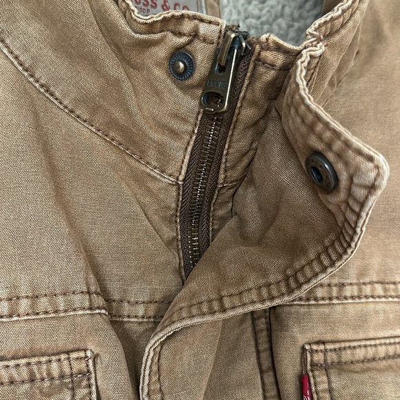 Levi's Full Zip Field Military Brown Cotton Sherpa Lined Jacket Men's Size L - Picture 6 of 14